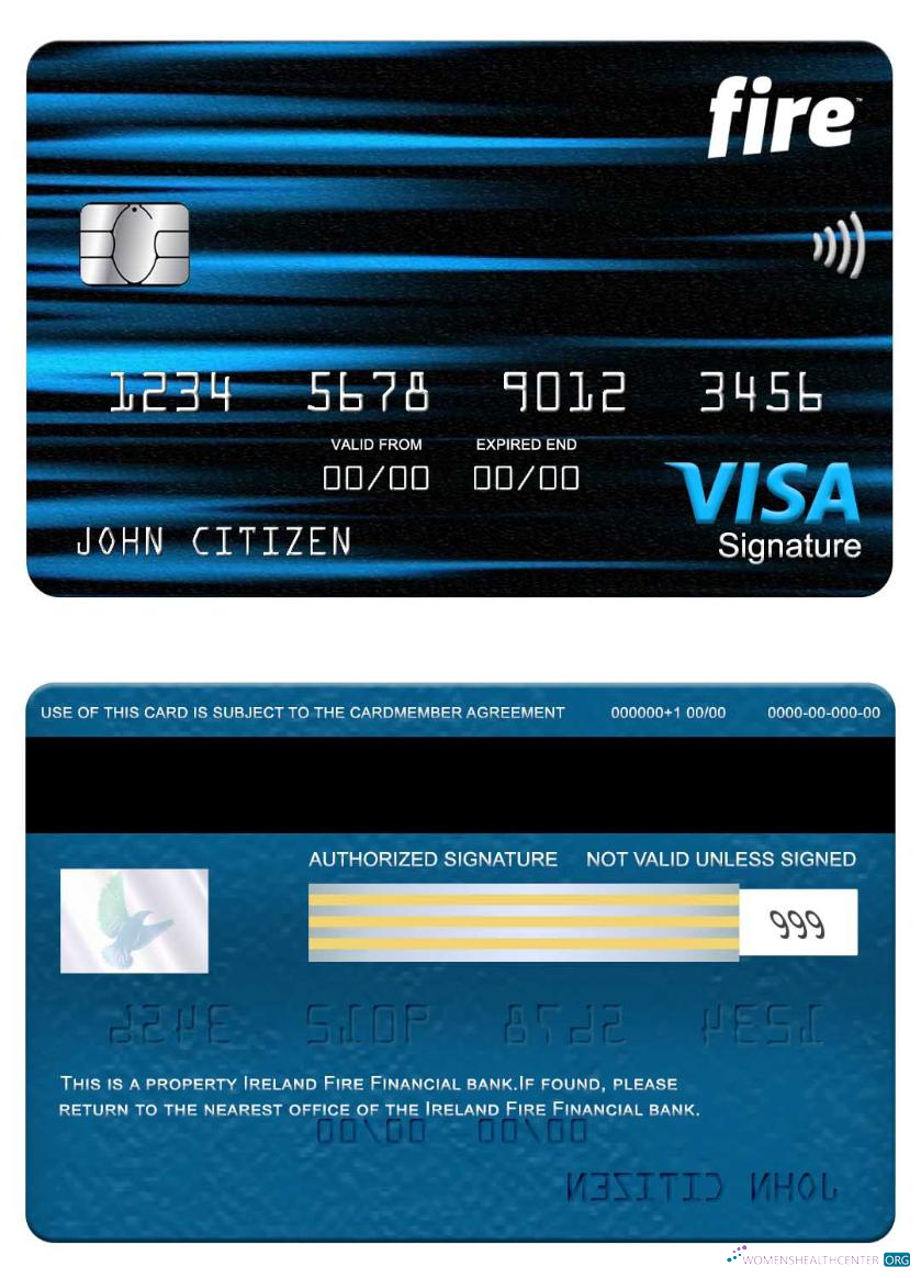 Download Ireland Fire Financial bank visa signature card Photoshop template